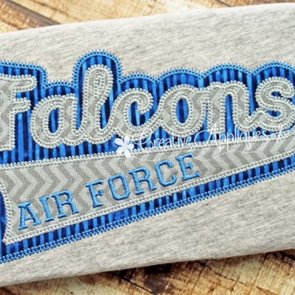 Falcons Digital Machine Embroidery Applique Design 6 sizes, falcons applique, falcons mascot, falcons word, falcons name, falcons team