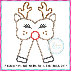 Reindeer Bow Side Seam Applique machine embroidery design, side seam bow applique, shirt side bow applique design, reindeer applique design