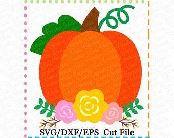 EXCLUSIEVE Floral pompoen bloemen SVG snijden-bestand, pompoen snijden bestand thanksgiving svg, herfst svg, val svg, bloeit pompoen svg bestand knippen