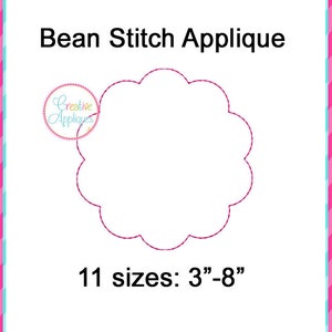 Bean Stitch Scallop Circle Monogram Frame Machine Embroidery Applique Design 11 sizes, applique monogram frame, circle applique frame