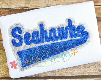 Seahawks Digital Machine Embroidery Applique Design 6 sizes, seahawks applique, seahawks mascot, seahawks name, seahawks word, seahawks team