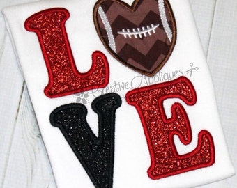 Football Love Machine Embroidery Applique Design 4 Sizes