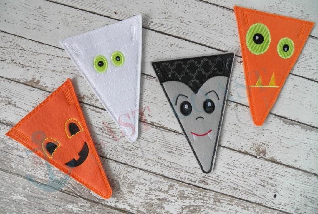 Halloween Pennants Set in the Hoop Design, Machine Embroidery Design ...