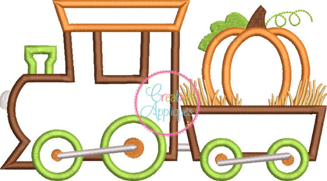 Machine Applique Train Pumpkin Train Machine Embroidery Applique Design 5 Sizes, Pumpkin ...