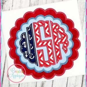 USA Scallop Patriotic Frame Digital Machine Embroidery Applique Design 4 sizes, usa applique, patriotic applique, 4th of july