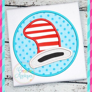 Crazy Striped Hat Applique Digital Machine Embroidery Applique Design 4 Size, hat applique, seuss applique, striped hat applique