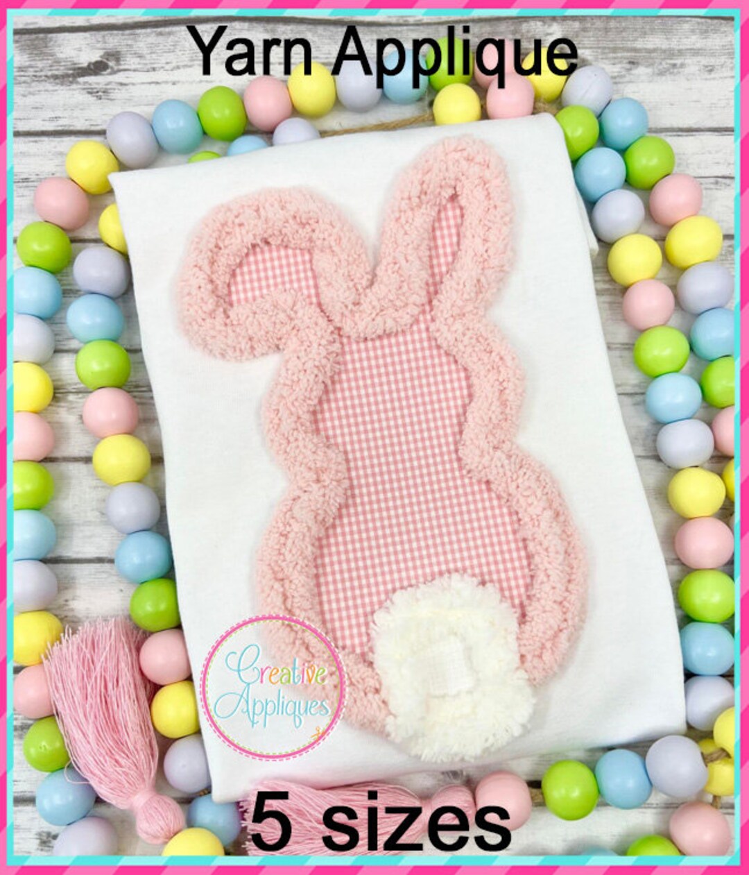 Yarn Applique Rabbit Easter Bunny Machine Embroidery Applique Design 4