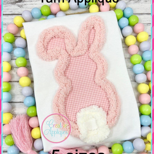 Yarn Applique Rabbit Easter Bunny Machine Embroidery Applique Design 4 SIZES, rabbit applique, bunny applique, rabbit embroidery