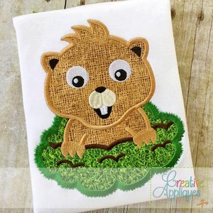 Groundhog Applique Digital Machine Embroidery Applique Design 4 Sizes, groundhog day applique, february 2 applique, groundhog applique