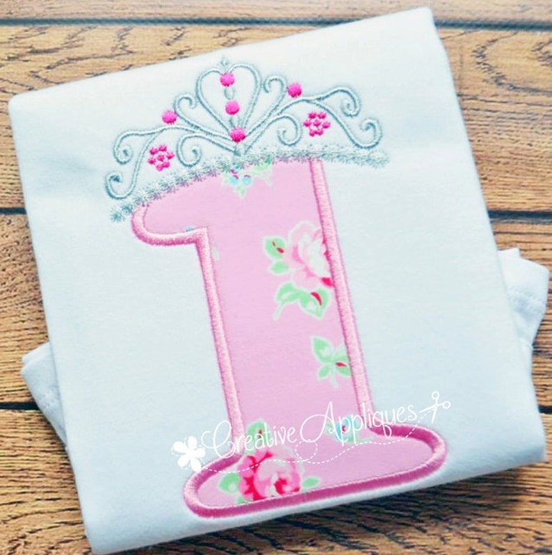 princess crown birthday number set 1 9 machine embroidery etsy