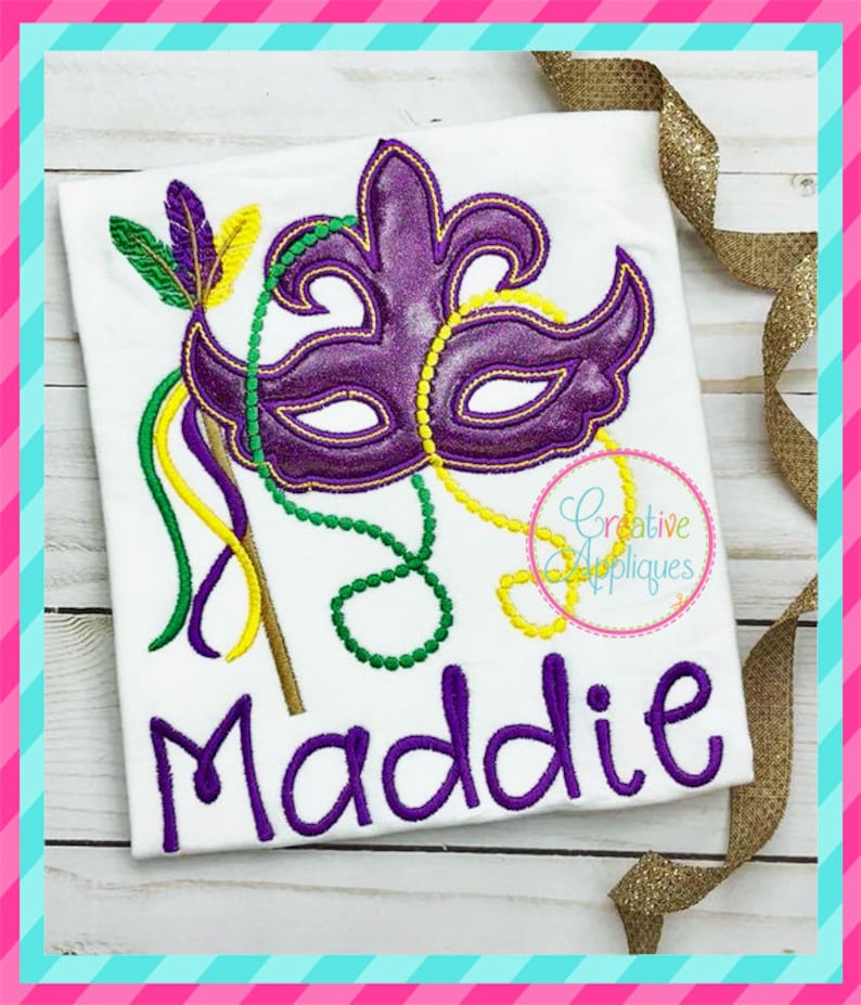 Mardi Gras Mask Digital Machine Embroidery Design 4 Sizes Etsy