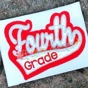 Fourth Grade Digital Machine Embroidery Applique Design 3 sizes