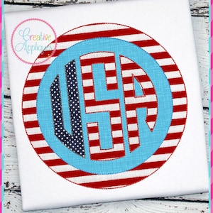 Bean Stitch USA Patriotic Frame Digital Machine Embroidery Applique Design 4 sizes, usa applique, patriotic applique, 4th of july