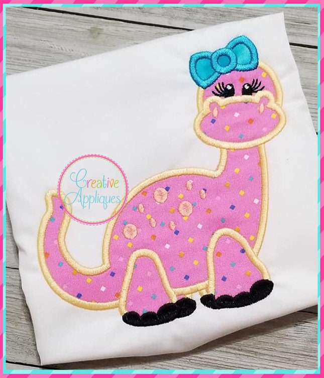 Dinosaur Girl Digital Machine Embroidery Applique Design 5 Sizes ...