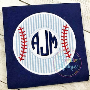 Baseball Monogram Applique Digital Machine Embroidery Design 4 Sizes