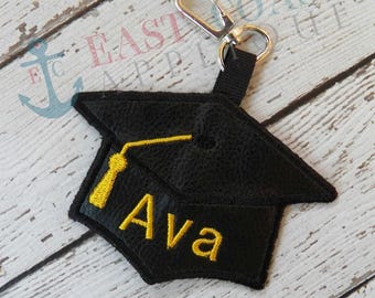 Graduation Bag Tag In The Hoop Design, in the hoop bag tag, in the hoop key tag, bag tag embroidery design, machine embroidery design,