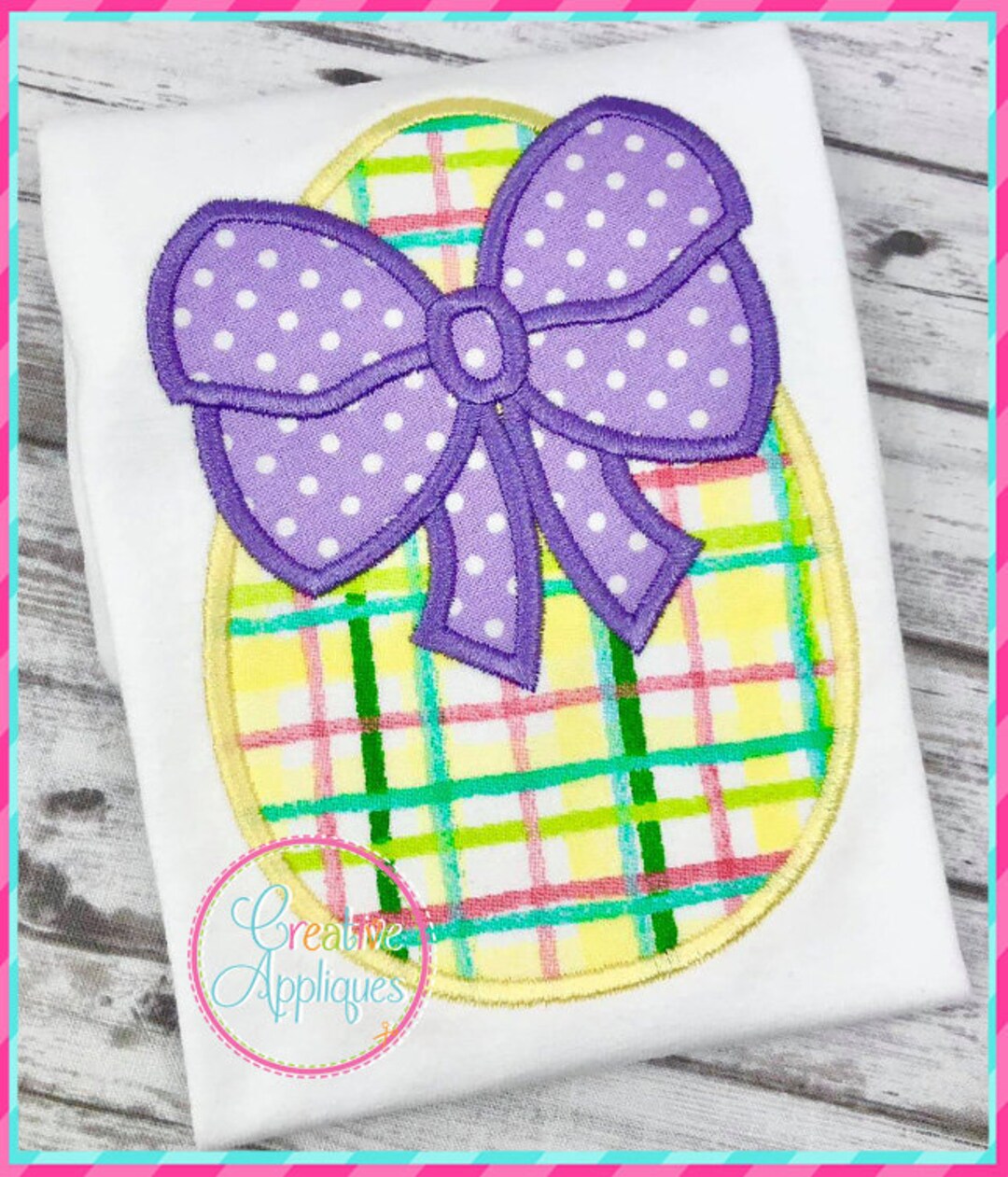 Easter Egg Bow Machine Embroidery Applique Design, Egg Applique, Egg ...
