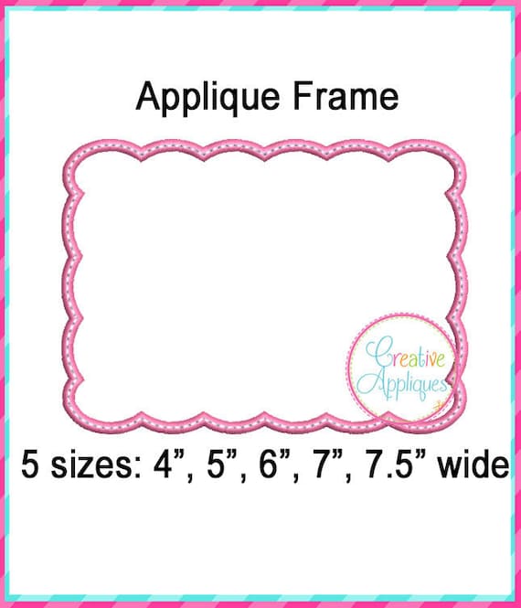 Scallop Rectangle Monogram Frame Machine Embroidery Applique Design 5 sizes, rectangle frame, applique frame, applique monogram frame