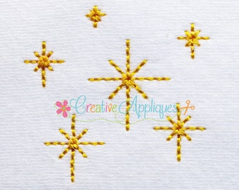 Sparkles Add on Miniature Fill Stitch Digital Machine Embroidery Design 6 Sizes, star embellishments, miniature embroidery, sparkle