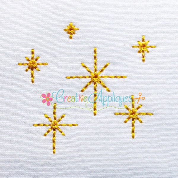 Sparkles Add on Miniature Fill Stitch Digital Machine Embroidery Design 6 Sizes, star embellishments, miniature embroidery, sparkle