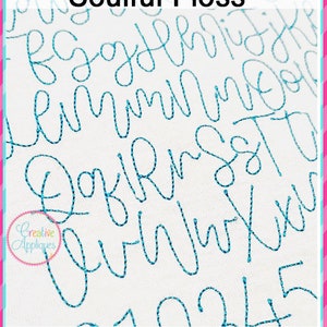 9 Größen Handstich Effekt Floss Stitch Embroidery Schriftart Digitale Maschinenstickerei, A bis Z, Zahlen, Satzzeichen, Bohnenstich