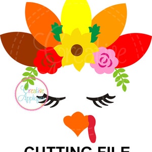 EXKLUSIVE Türkei Gesicht Floral Krone SVG, Türkei Svg, Thanksgiving cut Datei, Danksagung Svg, Türkei Svg, Türkei Gesicht geschnitten Datei, Türkei Krone