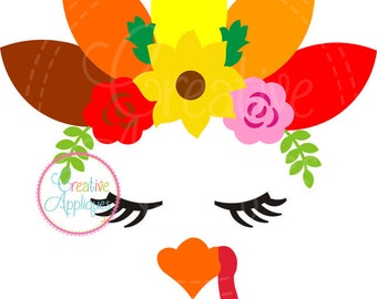 EXCLUSIVE Turkey Face Floral Crown SVG, turkey svg,  thanksgiving cut file, thanksgiving svg, turkey svg, turkey face cut file, turkey crown