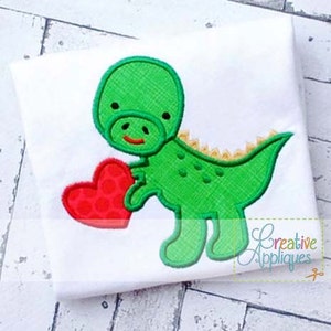 Dinosaur Valentine Digital Machine Embroidery Applique Design 4 Sizes