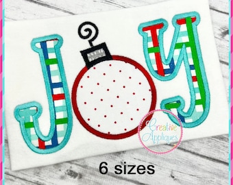 Joy Ornament Applique Machine Embroidery Design 7 Sizes, christmas ornament applique, joy applique, christmas embroidery