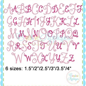 6 SIZES!!! Stylish Script Monogram Embroidery Font, Alphabet Font ...