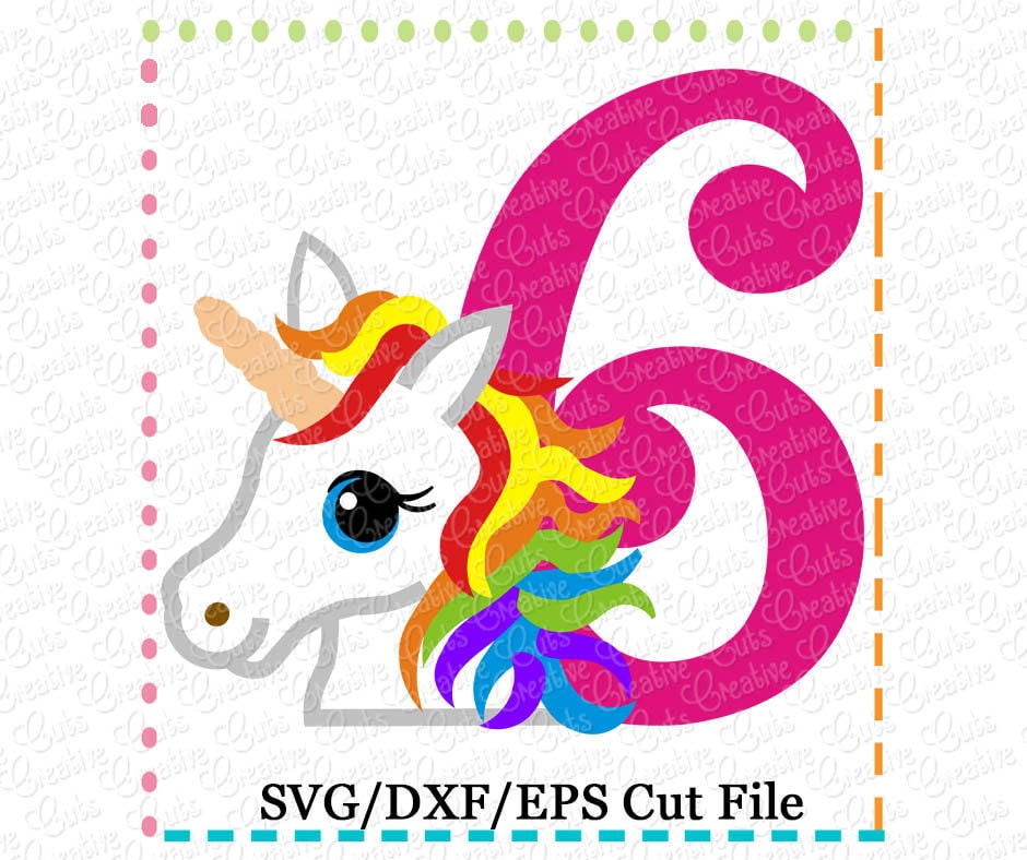 Download Rainbow Unicorn 6th Birthday SVG Cutting File unicorn svg | Etsy