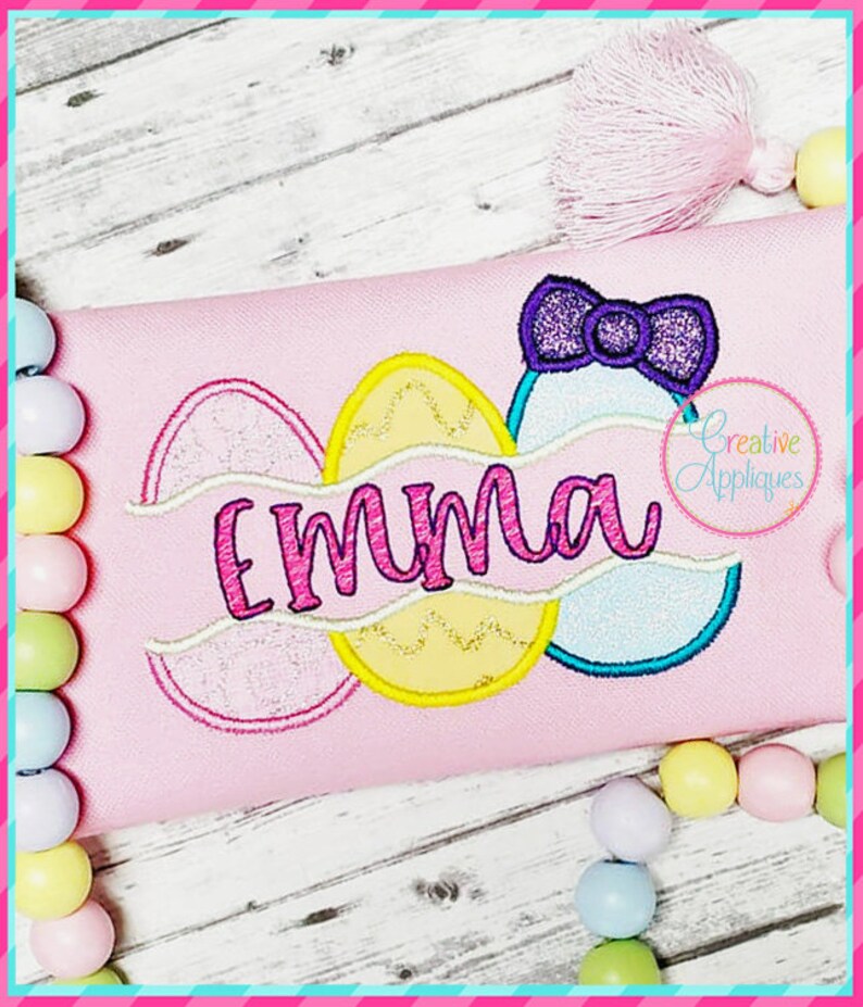 Split Eggs Bow Easter Eggs Applique Digital Machine Embroidery Design 5 ...