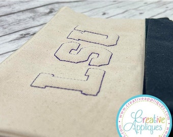 EMBOSSED Collegiate 3D Puff Foam Reverse Embroidery Font Machine Embroidery design, puffy foam embroidery font, foam embroidery font, 7 size