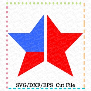 EXKLUSIVE patriotischen Split Star SVG schneiden Datei, Stern schneiden Datei, patriotische Stern Svg cut Datei, Flagge Stern Svg Datei schneiden