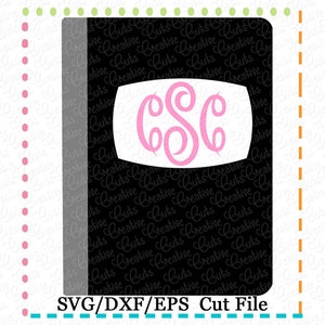 Puede incluir: Un archivo digital en blanco y negro para una cubierta de cuaderno con monograma con las letras CSC en rosa dentro de un rectángulo blanco.
