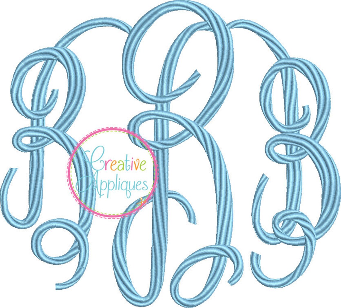 5 Sizes 3 Letter Master Circle Embroidery Monogram Alphabet Etsy