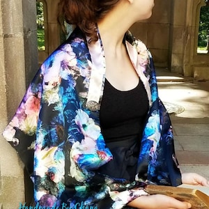 Womens, Ladies Modern Floral Tallit, Satin Tallit for Bat Mitzvah, Handmade Floral Tallis, Girls Tallit