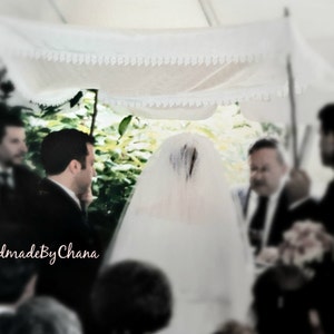 Ivory Chuppah with Lace Edge, Hand-held Chuppah for Jewish Wedding, Venetian Lace Huppah, Chuppa, Huppa, Wedding Canopy