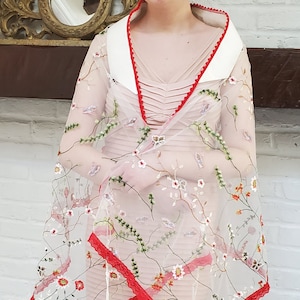 Embroidered Woodland Lace Tallit, Prayer Shawl, Girls Tallit, Ladies Tallit Womens Tallit for Bat Mitzvah or Wedding