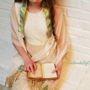 Ivory Net Lace Tallit, Prayer Shawl, Girls Tallis, Ladies Tallit Womens Tallit for Bat Mitzvah or Wedding
