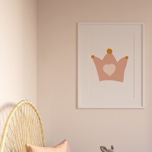 Princess Crown Nursery Wall Art || DIGITAL DOWNLOAD, Girls Nursery, printable, Abstract, boho Nursery, minimalist kids room, Girl decor