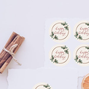 Printable Happy Holidays Christmas Stickers/Labels - PDF + PNG Stickers - Digital Download - Print and Cut for cricut or silhouette