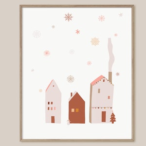 Winter Wonderland Village Printable-- DIGITAL DOWNLOAD -- jpg, Holiday Printable, Christmas Print, Holiday Decor, Christmas Art, snow