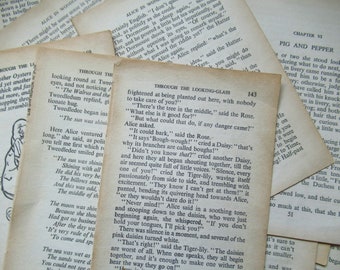 Pages of vintage text from Alice in Wonderland and Through the Looking Glass. . 30 Text Pages for Craft. Alice In Wonderland.