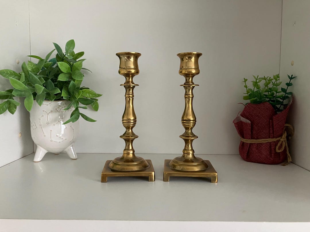Pair of vintage solid brass candlesticks