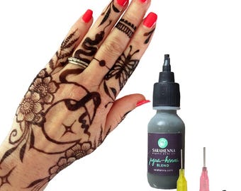 Jagua Henna *BLEND* Dark Brown All-Natural Plant-Based Body Art, Skin and Eyebrows in Bottle and Cone Applicators