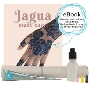 Ready to Go Jagua Kit For Beginners & Professionals - All Natural Dark Blue Stains - Temporary Tattoo