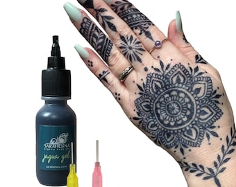 Jagua Gel - Ultra Dark and Ready to Use, All Natural (Bottle and Cone Applicators)