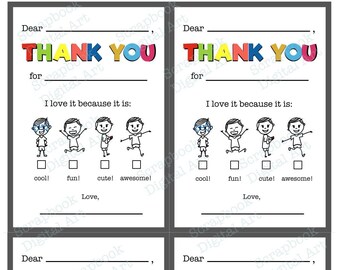 Fill in the Blank Thank You Cards. Printable Thank You Card. | Etsy