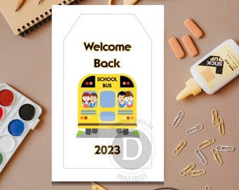 Printable - Welcome Back Tags, Notecards for Kids, Kids Art.